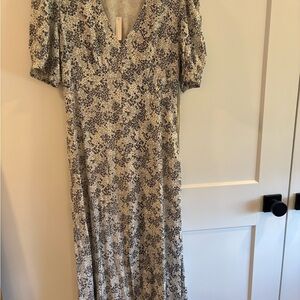 Madewell Black & White V-Neck Ditsy Print Blouse NWT